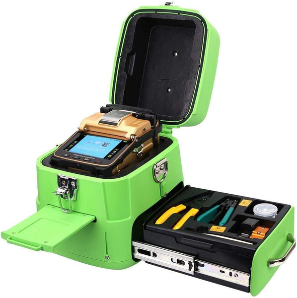 Signal fire Fiber Fusion Splicer AI-8C,Fusion Splicer Toolbox Kit w/6 Seconds Splicing Melting, 15 Seconds Heating Fusion Splicer Machine Optical Fiber Cleaver Kit for Optical Fiber & Cable Projects