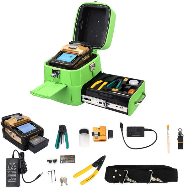 Signal fire Fiber Fusion Splicer AI-8C,Fusion Splicer Toolbox Kit w/6 Seconds Splicing Melting, 15 Seconds Heating Fusion Splicer Machine Optical Fiber Cleaver Kit for Optical Fiber & Cable Projects